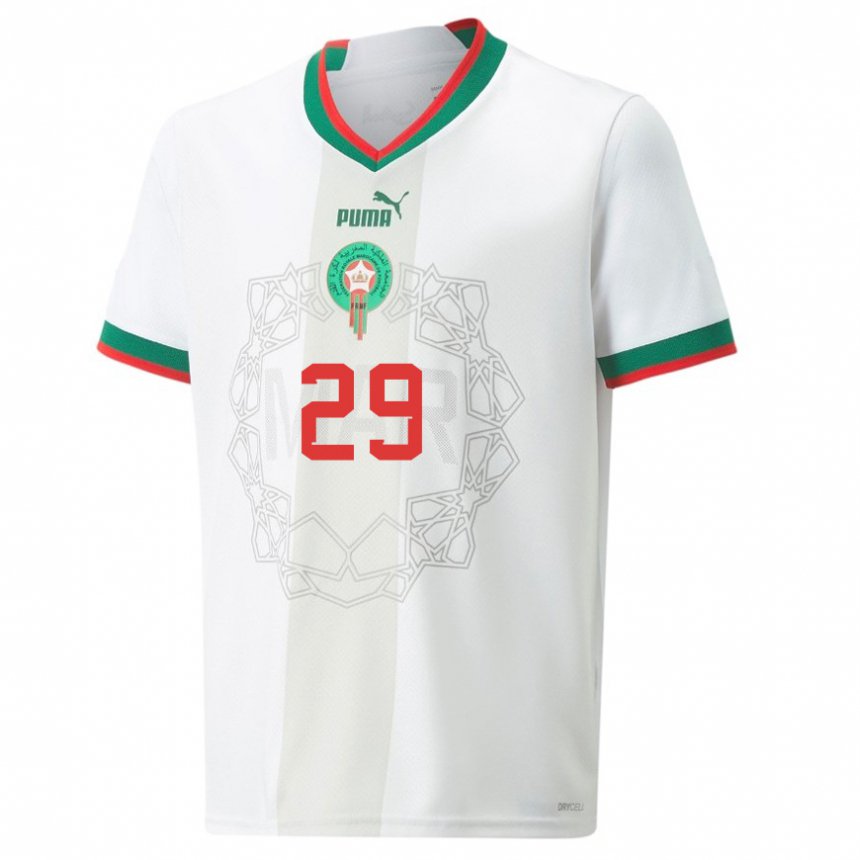 Niño Camiseta Marruecos Ilyas Chaira #29 Blanco 2ª Equipación 22-24 La Camisa México