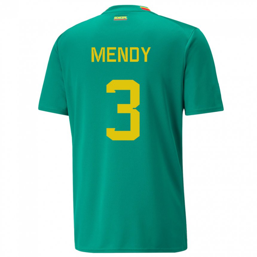 Niño Camiseta Senegal Formose Mendy #3 Verde 2ª Equipación 22-24 La Camisa México