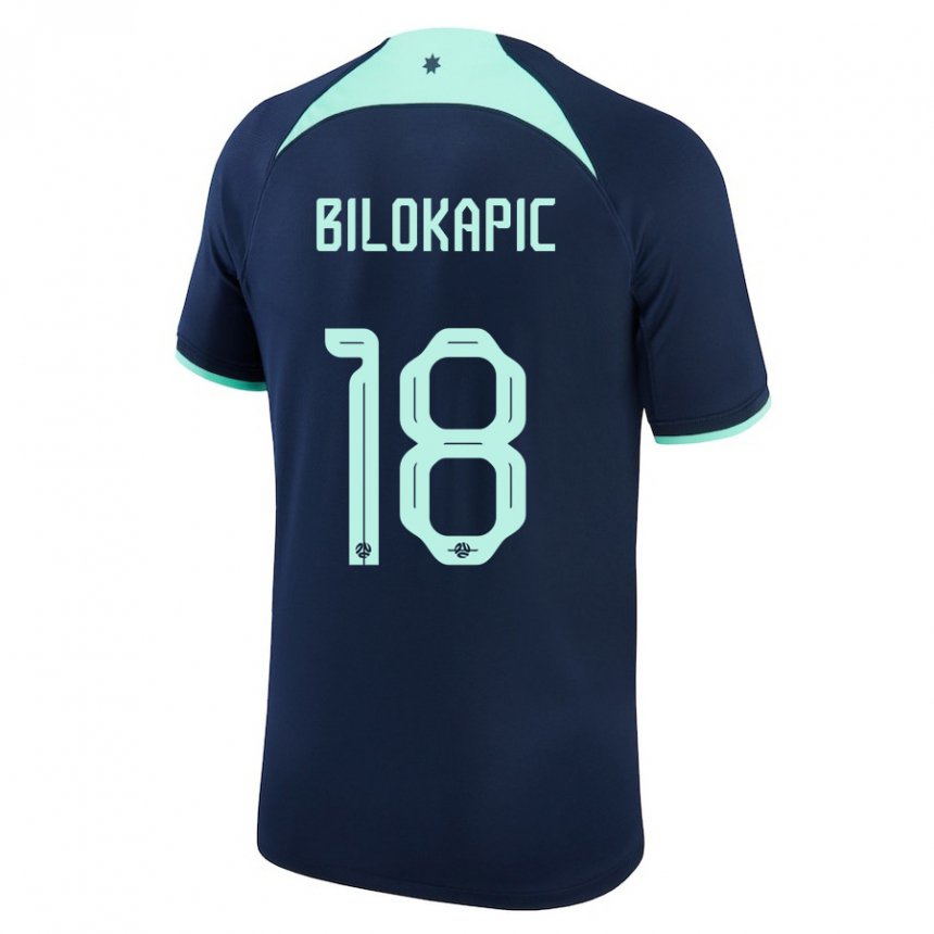 Niño Camiseta Australia Nicholas Bilokapic #18 Azul Oscuro 2ª Equipación 22-24 La Camisa México