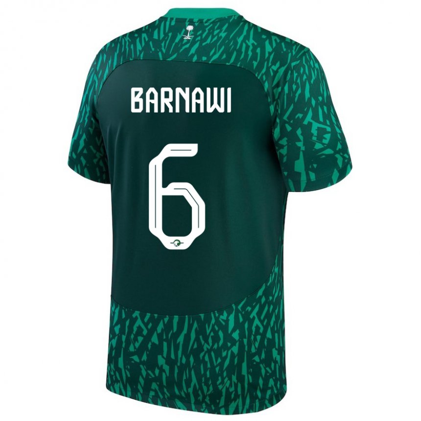 Niño Camiseta Arabia Saudita Mohammed Barnawi #6 Verde Oscuro 2ª Equipación 22-24 La Camisa México