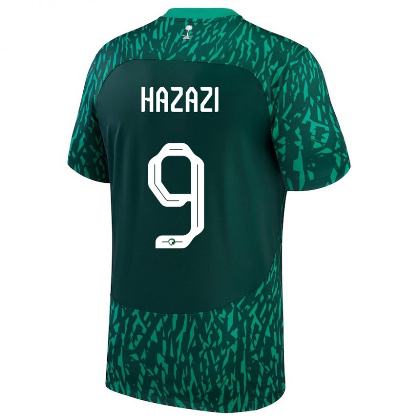 Niño Camiseta Arabia Saudita Sulaiman Hazazi #9 Verde Oscuro 2ª Equipación 22-24 La Camisa México