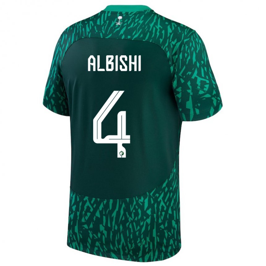 Niño Camiseta Arabia Saudita Abdullah Albishi #4 Verde Oscuro 2ª Equipación 22-24 La Camisa México