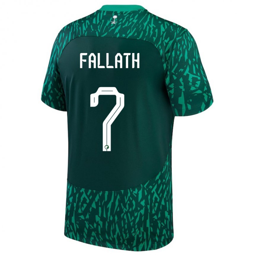 Niño Camiseta Arabia Saudita Fahad Fallath #7 Verde Oscuro 2ª Equipación 22-24 La Camisa México