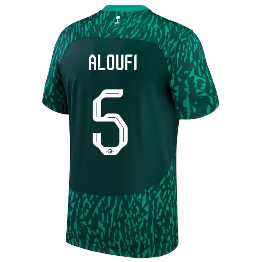 Niño Camiseta Arabia Saudita Mohammed Aloufi #5 Verde Oscuro 2ª Equipación 22-24 La Camisa México