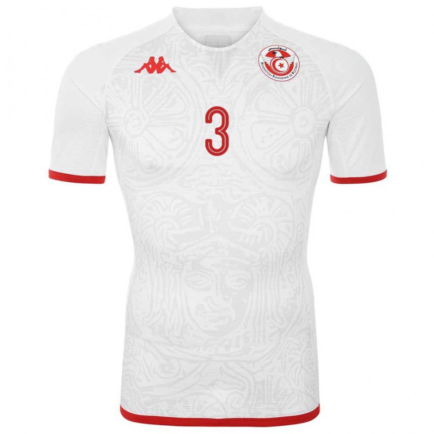 Niño Camiseta Túnez Rayen Hadded #3 Blanco 2ª Equipación 22-24 La Camisa México