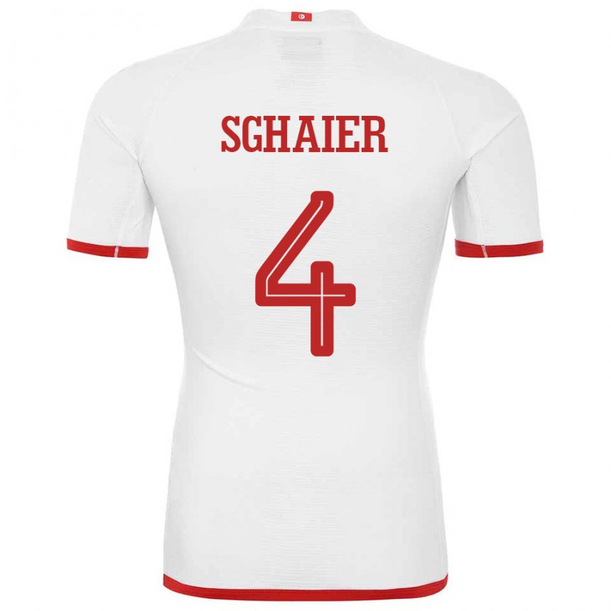 Niño Camiseta Túnez Makrem Sghaier #4 Blanco 2ª Equipación 22-24 La Camisa México