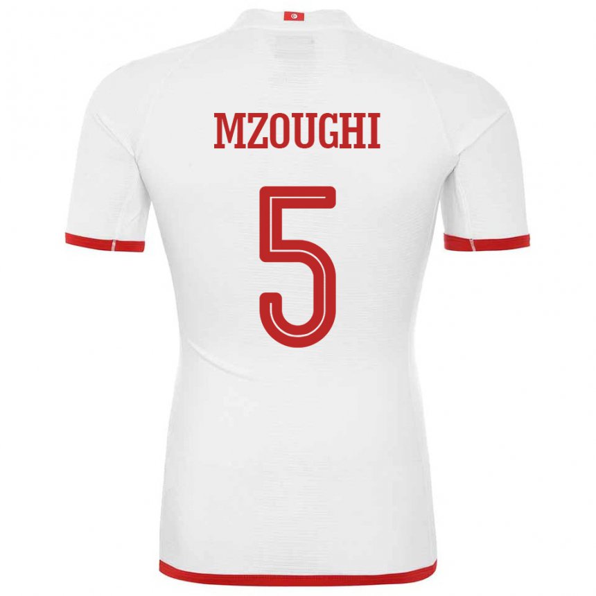 Niño Camiseta Túnez Iskander Mzoughi #5 Blanco 2ª Equipación 22-24 La Camisa México