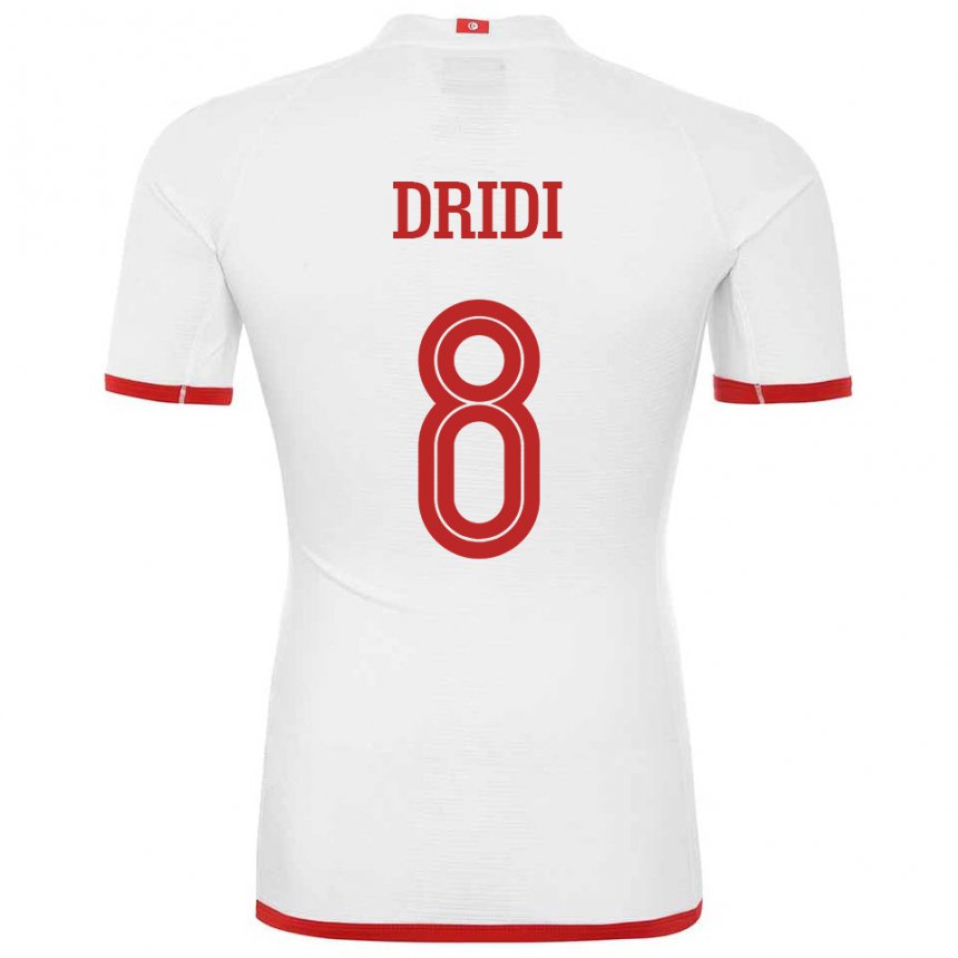 Niño Camiseta Túnez Yassine Dridi #8 Blanco 2ª Equipación 22-24 La Camisa México