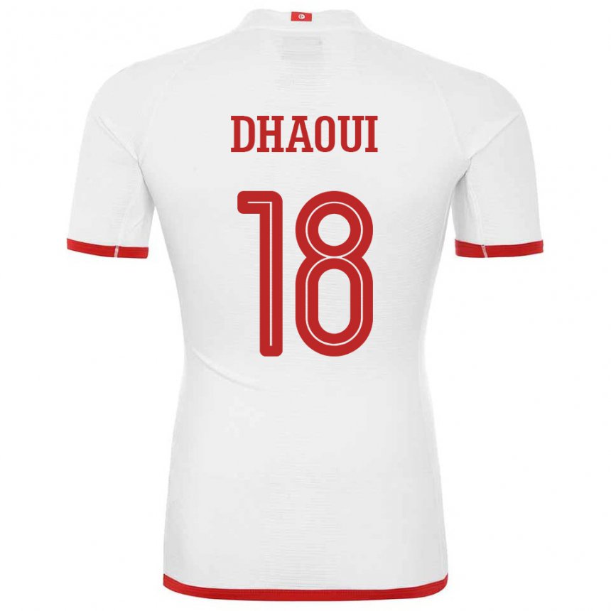 Niño Camiseta Túnez Mouhamed Dhaoui #18 Blanco 2ª Equipación 22-24 La Camisa México