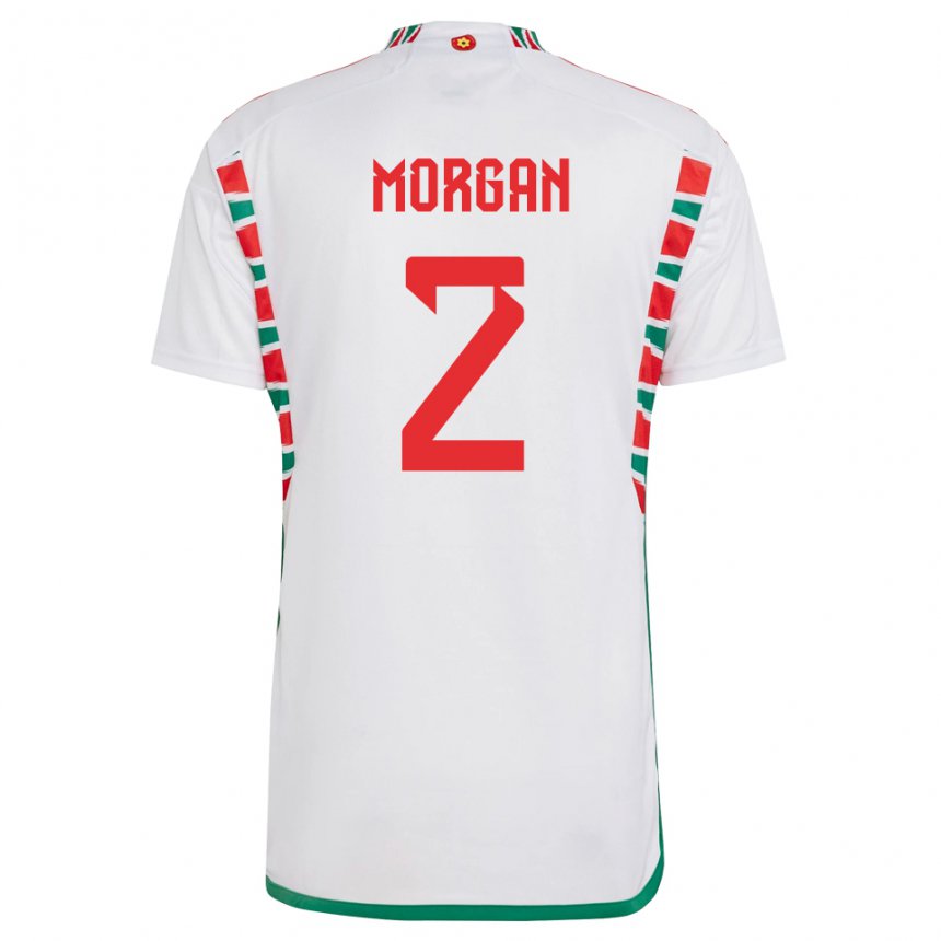 Niño Camiseta Gales Ffion Morgan #2 Blanco 2ª Equipación 22-24 La Camisa México