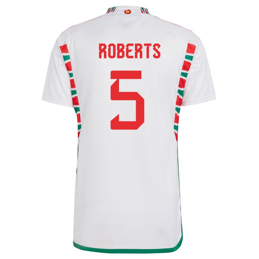 Niño Camiseta Gales Rhiannon Roberts #5 Blanco 2ª Equipación 22-24 La Camisa México