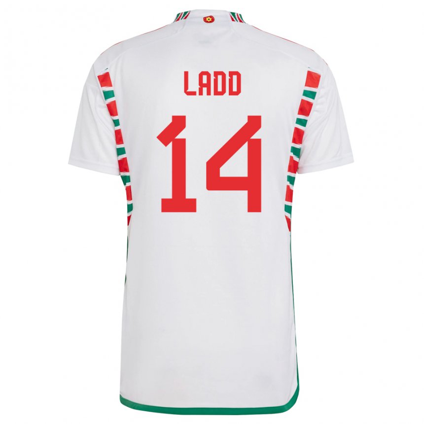 Niño Camiseta Gales Hayley Ladd #14 Blanco 2ª Equipación 22-24 La Camisa México