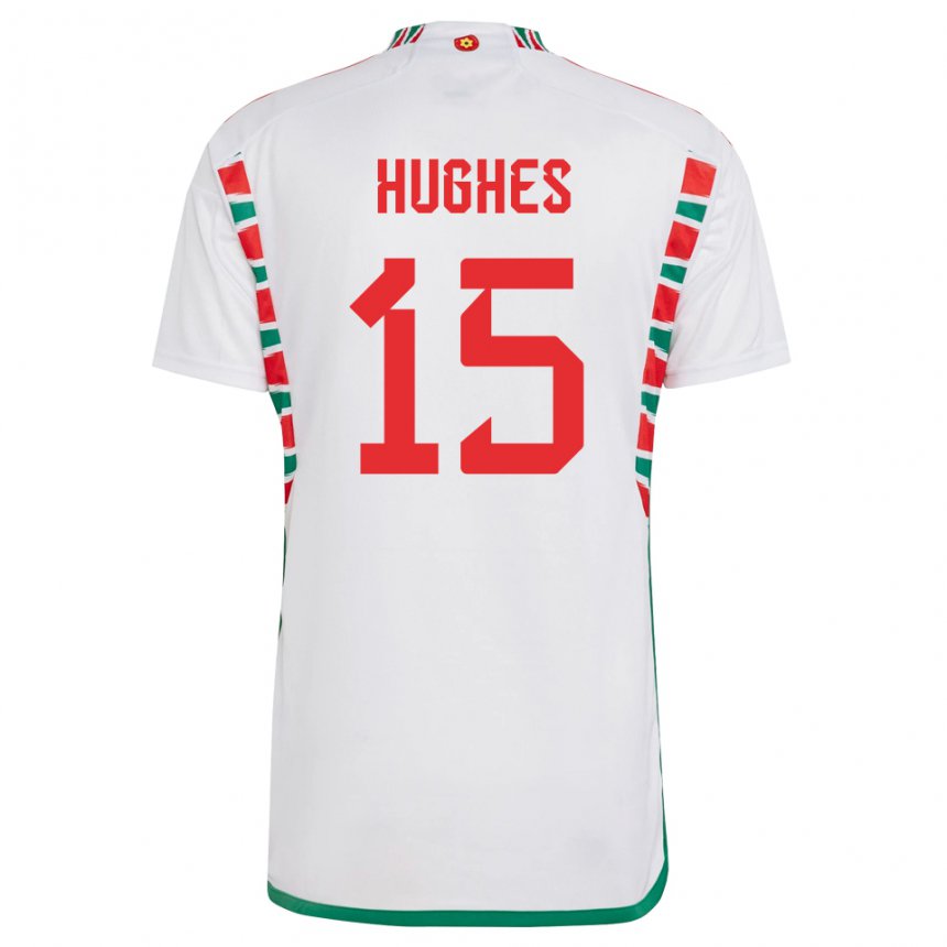 Niño Camiseta Gales Elise Hughes #15 Blanco 2ª Equipación 22-24 La Camisa México