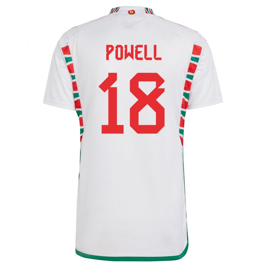 Niño Camiseta Gales Ella Powell #18 Blanco 2ª Equipación 22-24 La Camisa México