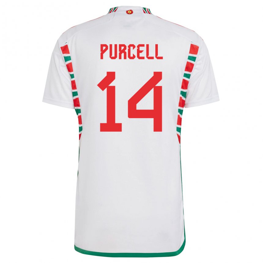 Niño Camiseta Gales Benjamin Purcell #14 Blanco 2ª Equipación 22-24 La Camisa México