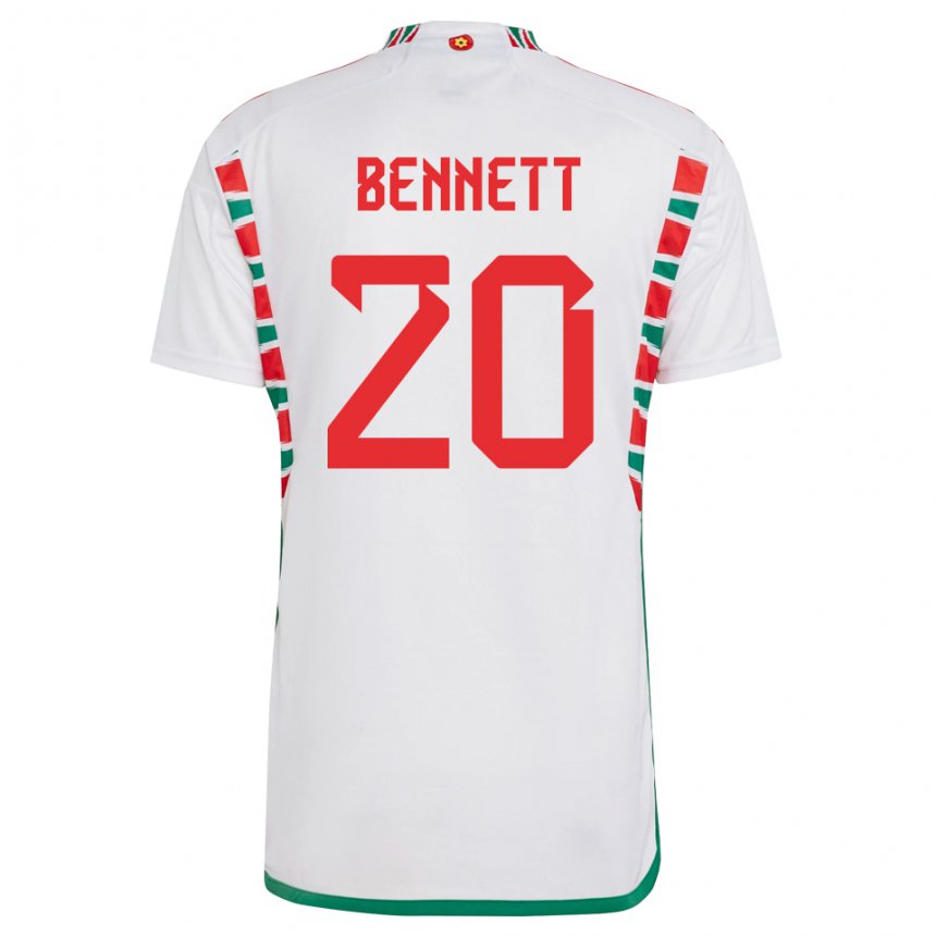 Niño Camiseta Gales Aaron Bennett #20 Blanco 2ª Equipación 22-24 La Camisa México