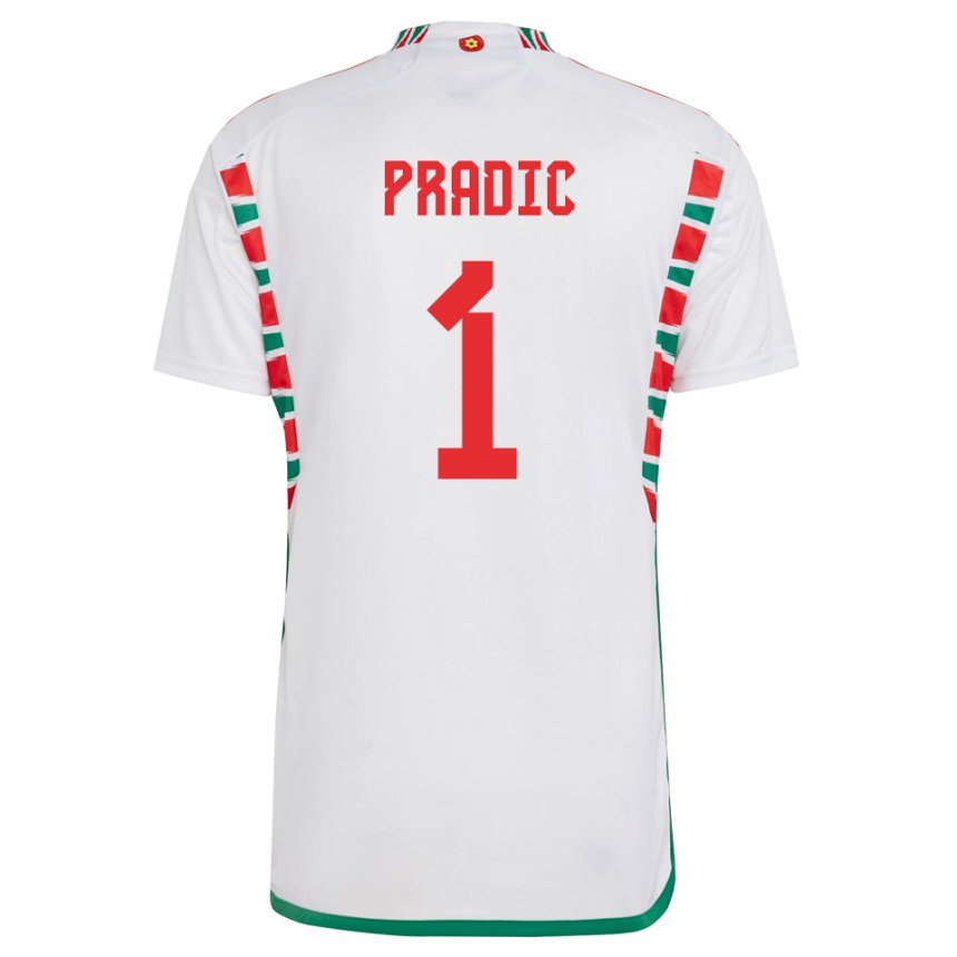 Niño Camiseta Gales James Pradic #1 Blanco 2ª Equipación 22-24 La Camisa México