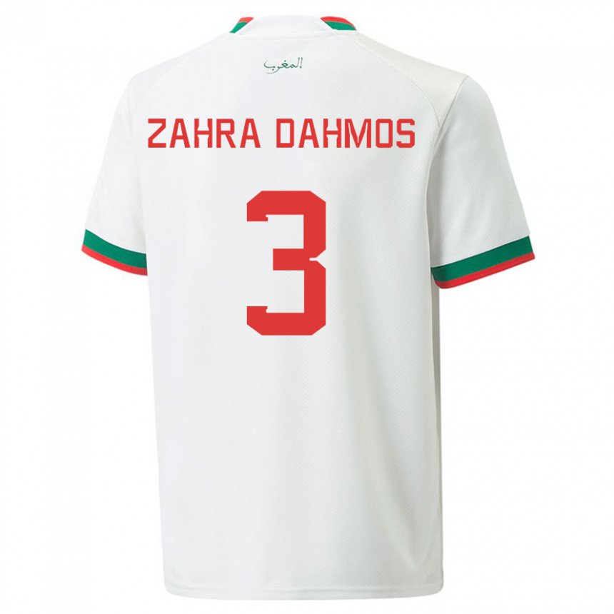 Niño Camiseta Marruecos Fatima Zahra Dahmos #3 Blanco 2ª Equipación 22-24 La Camisa México