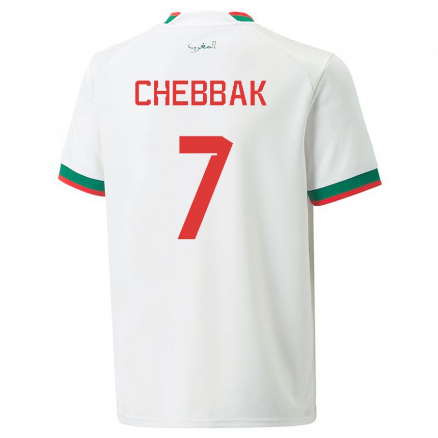 Niño Camiseta Marruecos Ghizlane Chebbak #7 Blanco 2ª Equipación 22-24 La Camisa México