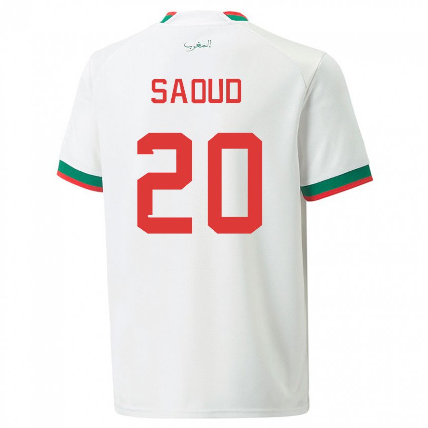 Niño Camiseta Marruecos Imane Saoud #20 Blanco 2ª Equipación 22-24 La Camisa México