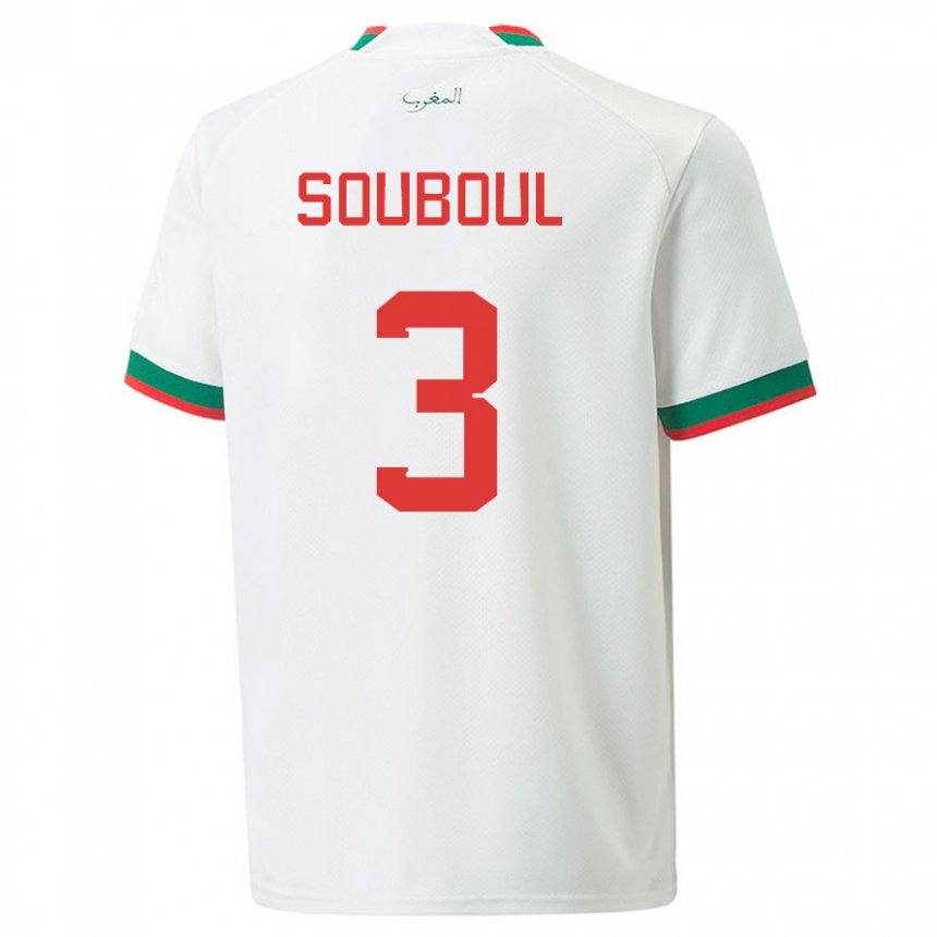 Niño Camiseta Marruecos Mohamed Souboul #3 Blanco 2ª Equipación 22-24 La Camisa México