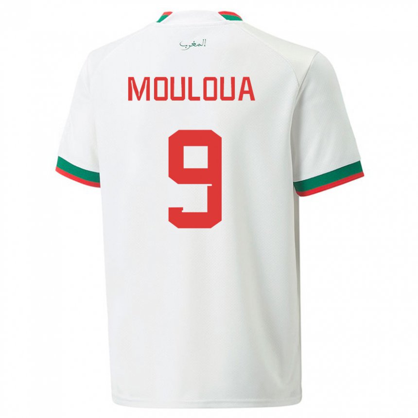 Niño Camiseta Marruecos Ayoub Mouloua #9 Blanco 2ª Equipación 22-24 La Camisa México