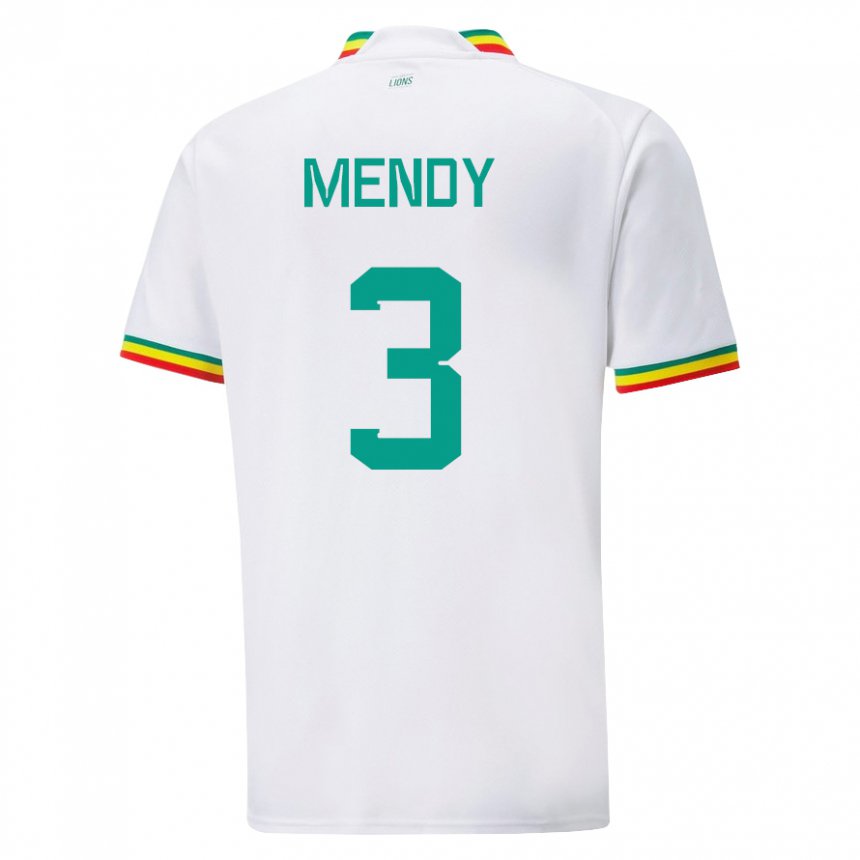 Hombre Camiseta Senegal Formose Mendy #3 Blanco 1ª Equipación 22-24 La Camisa México