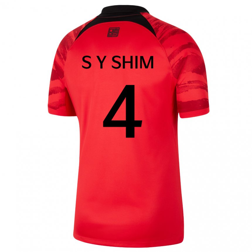 Hombre Camiseta Corea Del Sur Shim Seo Yeon #4 Negro Rojo 1ª Equipación 22-24 La Camisa México