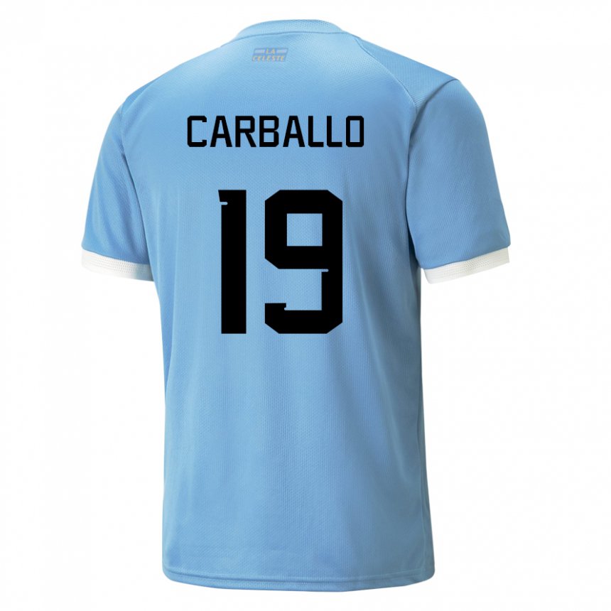 Hombre Camiseta Uruguay Wendy Carballo #19 Azul 1ª Equipación 22-24 La Camisa México