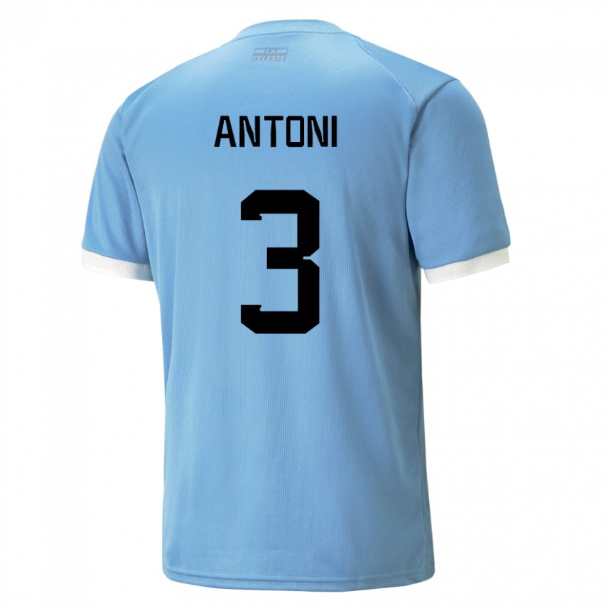 Hombre Camiseta Uruguay Mateo Antoni #3 Azul 1ª Equipación 22-24 La Camisa México