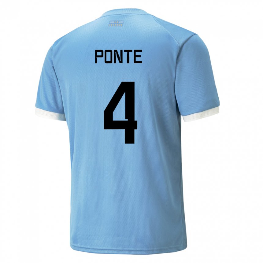 Hombre Camiseta Uruguay Mateo Ponte #4 Azul 1ª Equipación 22-24 La Camisa México