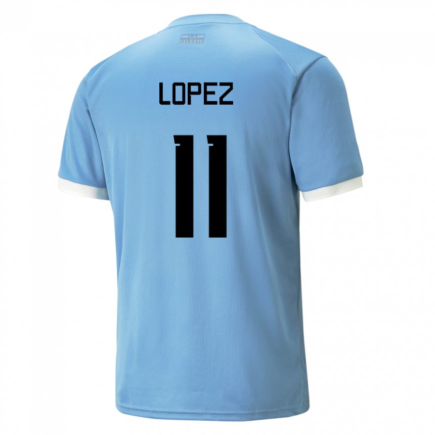 Hombre Camiseta Uruguay Guillermo Lopez #11 Azul 1ª Equipación 22-24 La Camisa México