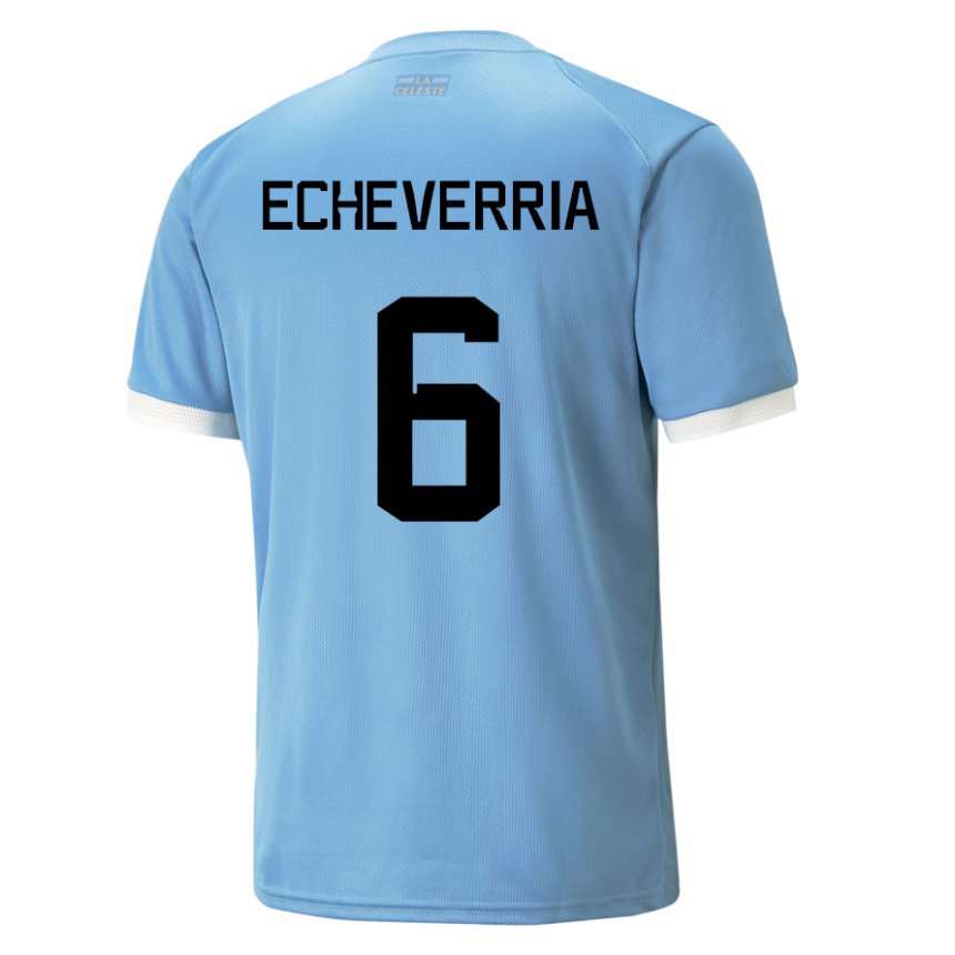 Hombre Camiseta Uruguay Juan Echeverria #6 Azul 1ª Equipación 22-24 La Camisa México