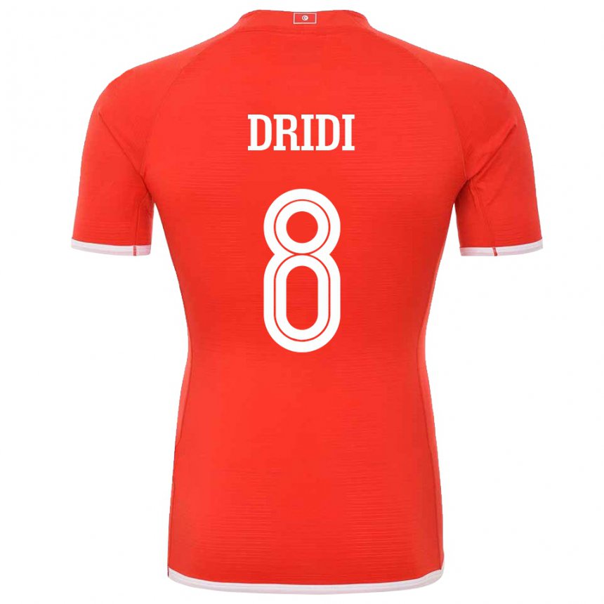 Hombre Camiseta Túnez Yassine Dridi #8 Rojo 1ª Equipación 22-24 La Camisa México