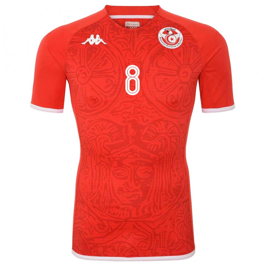 Hombre Camiseta Túnez Yassine Dridi #8 Rojo 1ª Equipación 22-24 La Camisa México