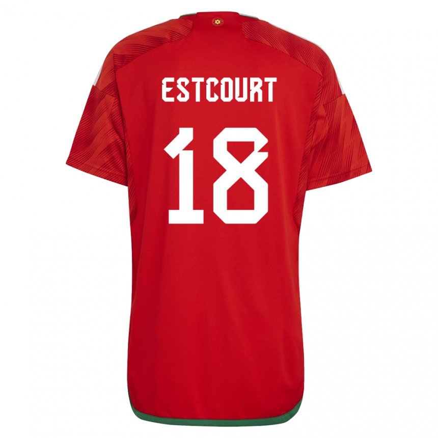 Hombre Camiseta Gales Charlie Estcourt #18 Rojo 1ª Equipación 22-24 La Camisa México