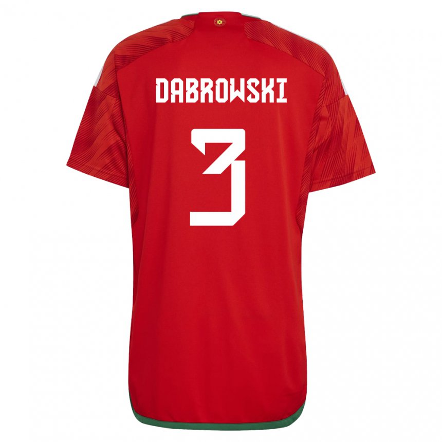 Hombre Camiseta Gales Sebastian Dabrowski #3 Rojo 1ª Equipación 22-24 La Camisa México