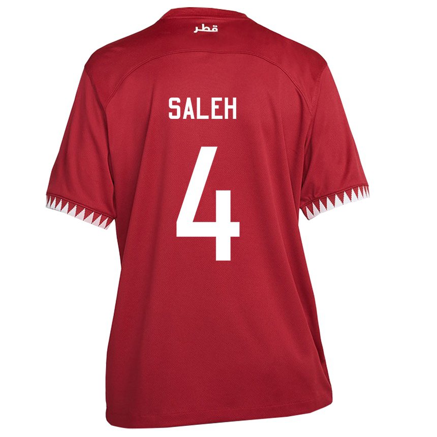 Hombre Camiseta Catar Hagar Saleh #4 Granate 1ª Equipación 22-24 La Camisa México