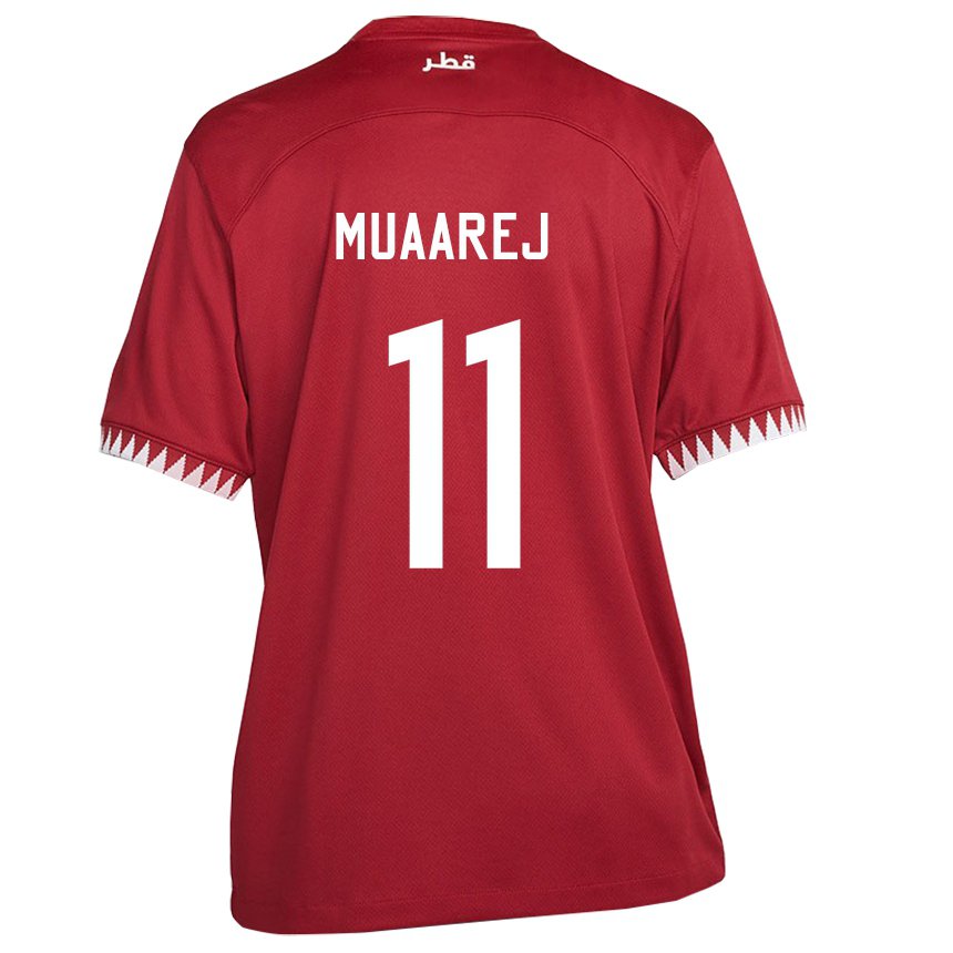 Hombre Camiseta Catar Mooza Muaarej #11 Granate 1ª Equipación 22-24 La Camisa México