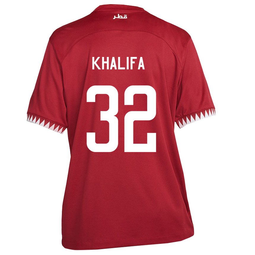 Hombre Camiseta Catar Duana Khalifa #32 Granate 1ª Equipación 22-24 La Camisa México