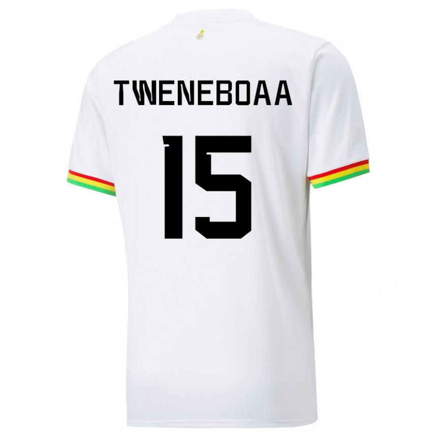 Hombre Camiseta Ghana Justice Tweneboaa #15 Blanco 1ª Equipación 22-24 La Camisa México