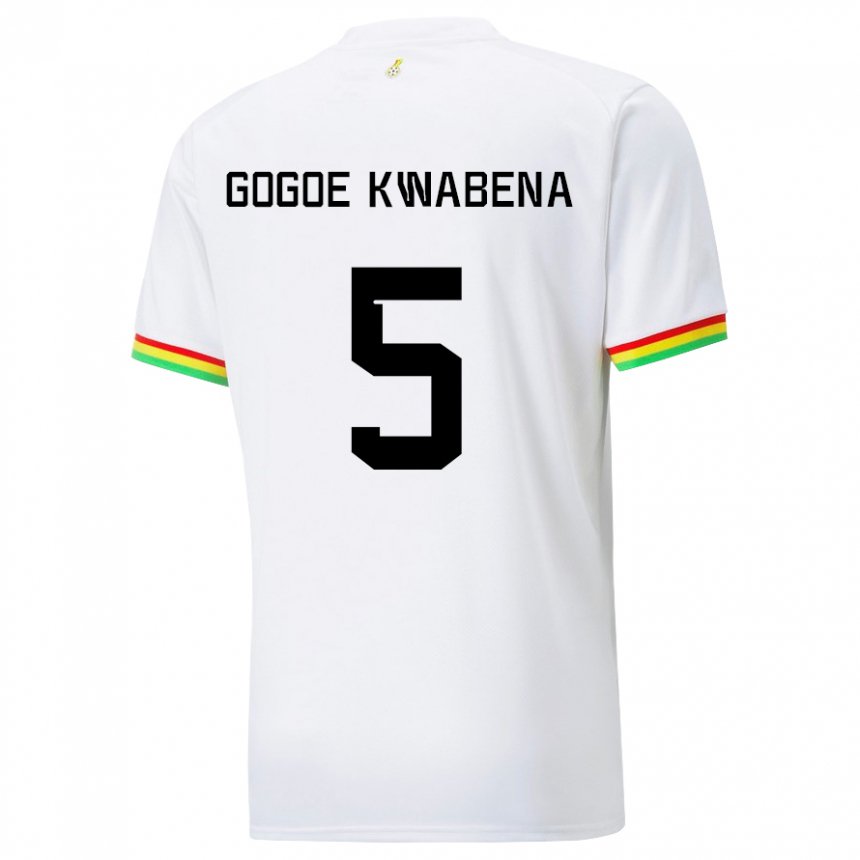 Hombre Camiseta Ghana Boahen Gogoe Kwabena #5 Blanco 1ª Equipación 22-24 La Camisa México