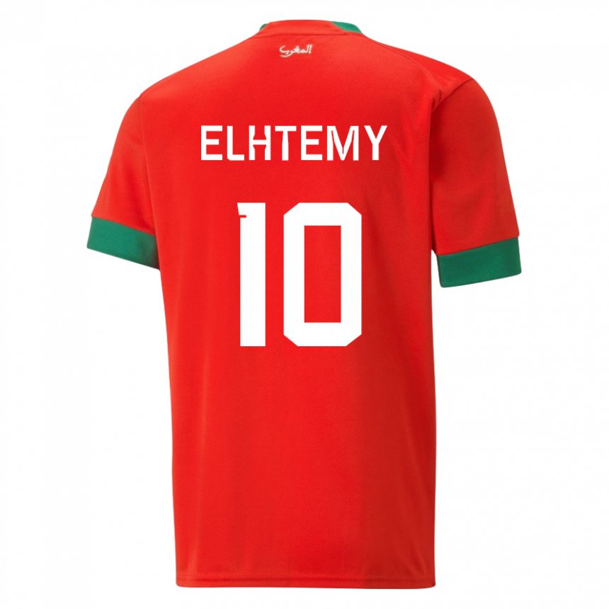 Hombre Camiseta Marruecos Mountassir Elhtemy #10 Rojo 1ª Equipación 22-24 La Camisa México