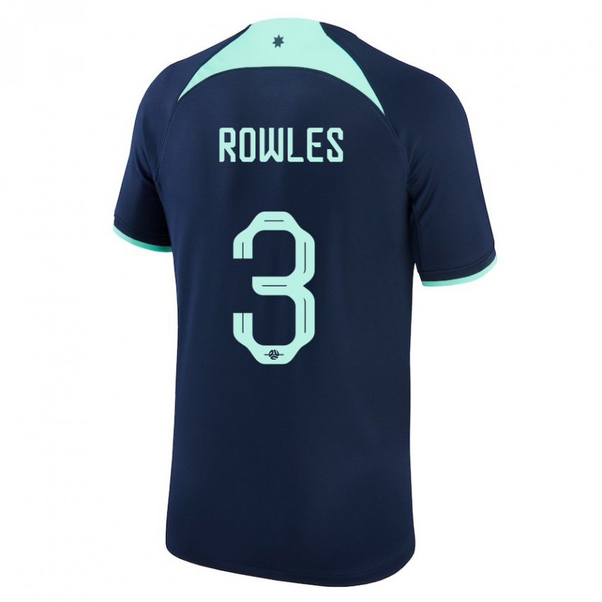 Hombre Camiseta Australia Kye Rowles #3 Azul Oscuro 2ª Equipación 22-24 La Camisa México