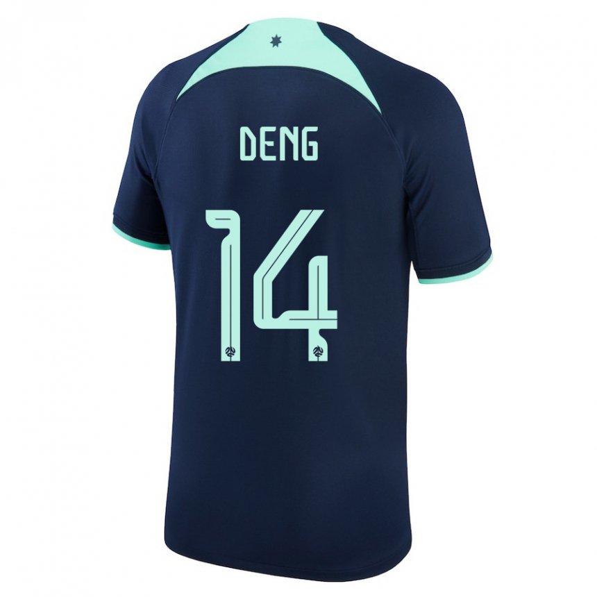 Hombre Camiseta Australia Thomas Deng #14 Azul Oscuro 2ª Equipación 22-24 La Camisa México
