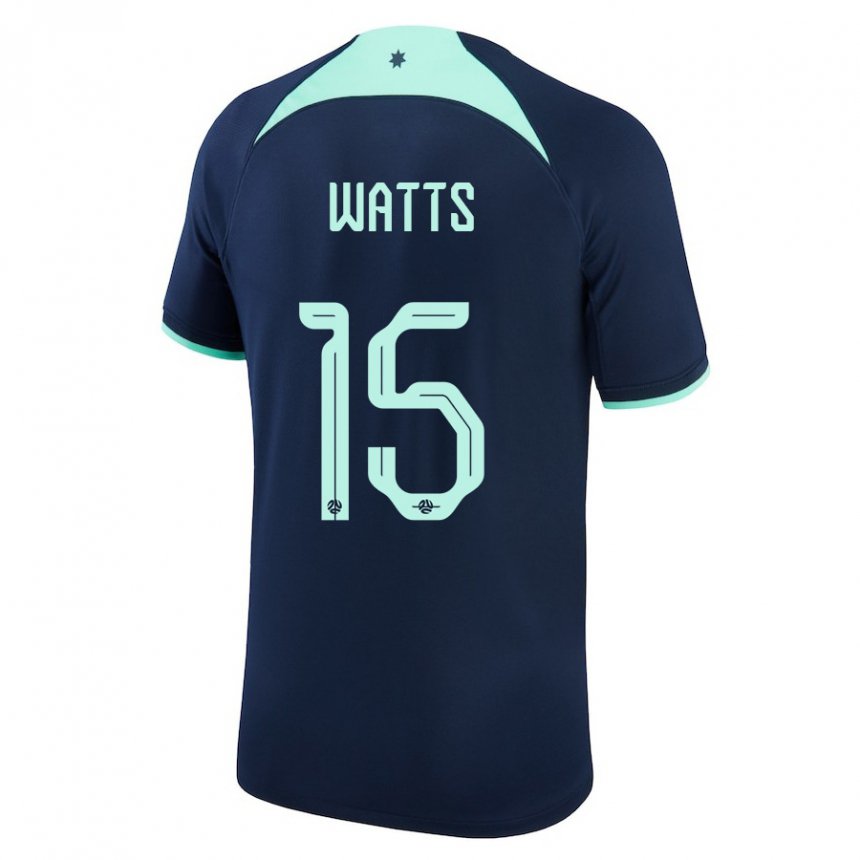 Hombre Camiseta Australia Caleb Watts #15 Azul Oscuro 2ª Equipación 22-24 La Camisa México