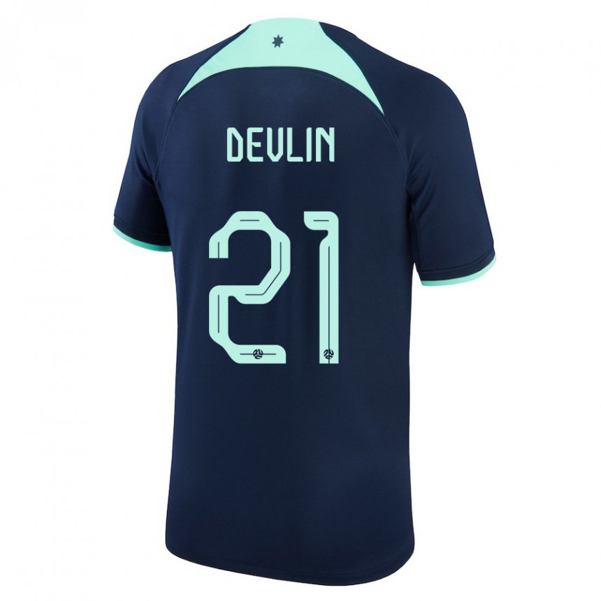 Hombre Camiseta Australia Cameron Devlin #21 Azul Oscuro 2ª Equipación 22-24 La Camisa México