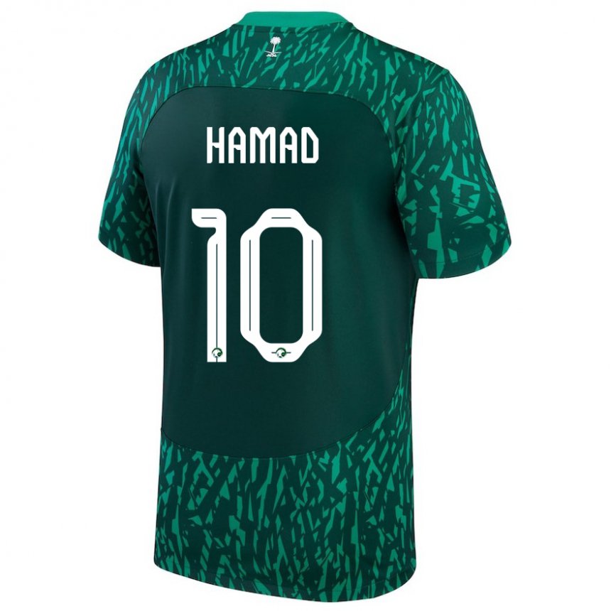 Hombre Camiseta Arabia Saudita Sarah Hamad #10 Verde Oscuro 2ª Equipación 22-24 La Camisa México