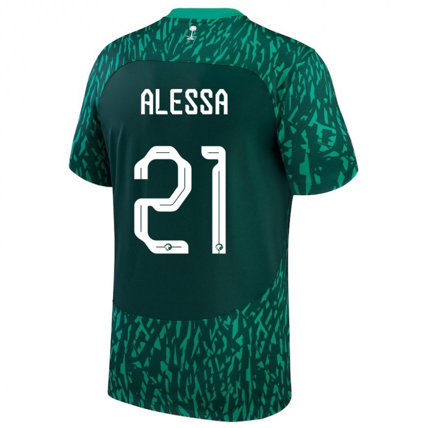 Hombre Camiseta Arabia Saudita Mohammed Alessa #21 Verde Oscuro 2ª Equipación 22-24 La Camisa México