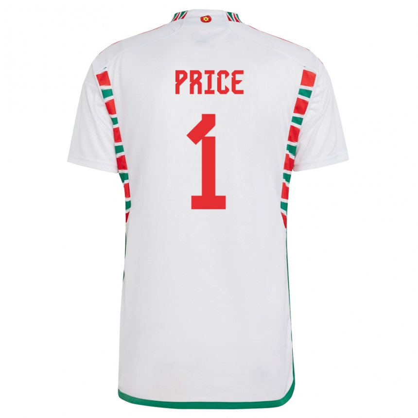 Hombre Camiseta Gales Jo Price #1 Blanco 2ª Equipación 22-24 La Camisa México